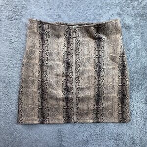 HAVE Los Angeles Womens M Snake Print Mini Skirt Brown Zip Front Bodycon